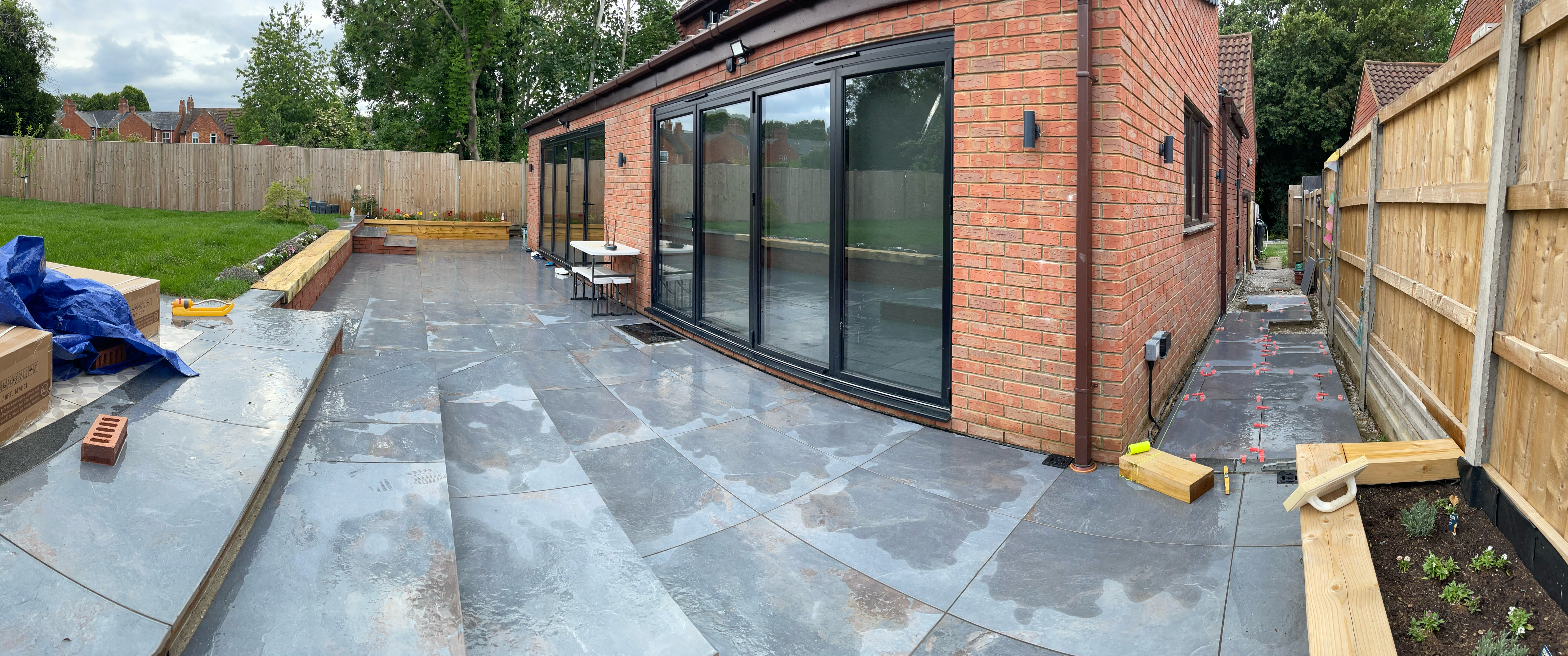 Porcelain patio installation by TJ Rose Landscapes